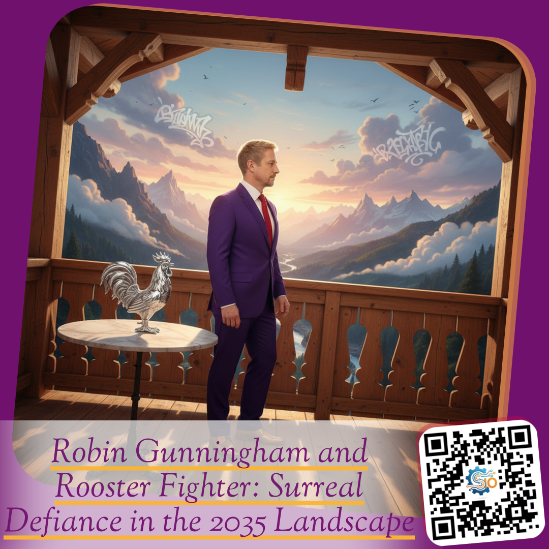 Robin Gunningham and Rooster Fighter: Surreal Defiance in the 2035 Landscape
