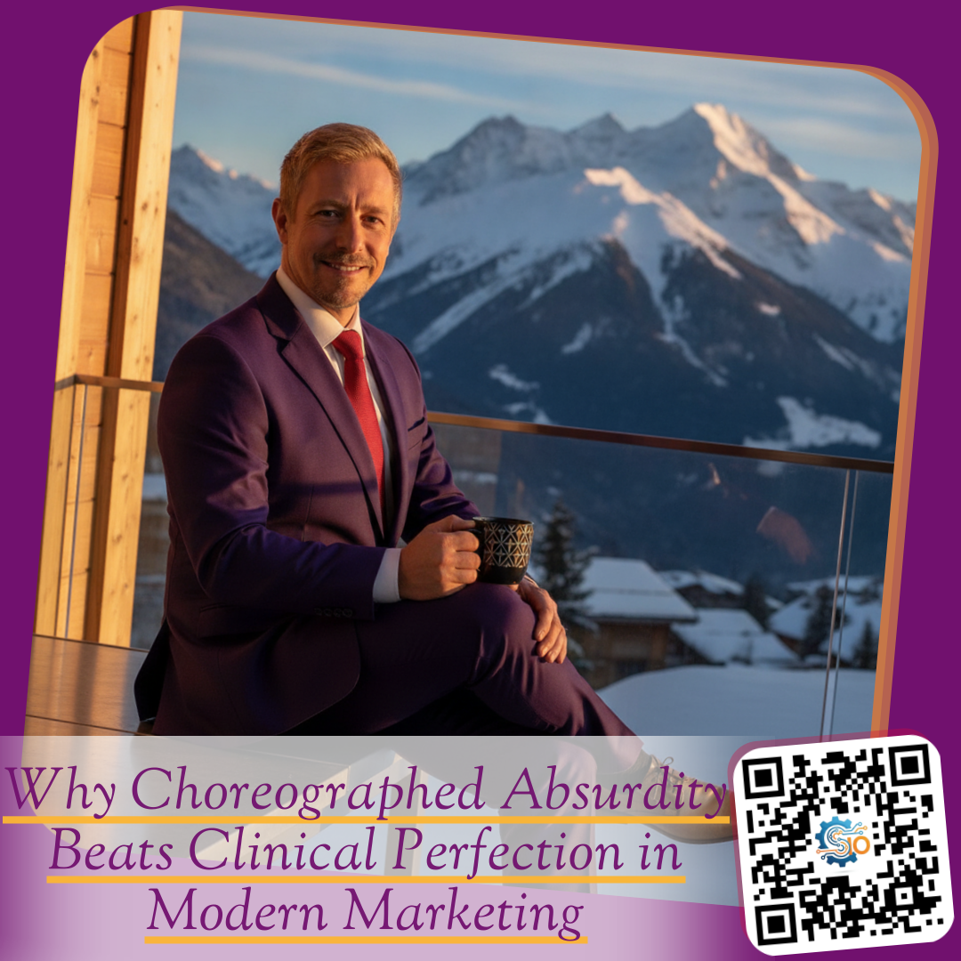 Why Choreographed Absurdity Beats Clinical Perfection in Modern Marketing