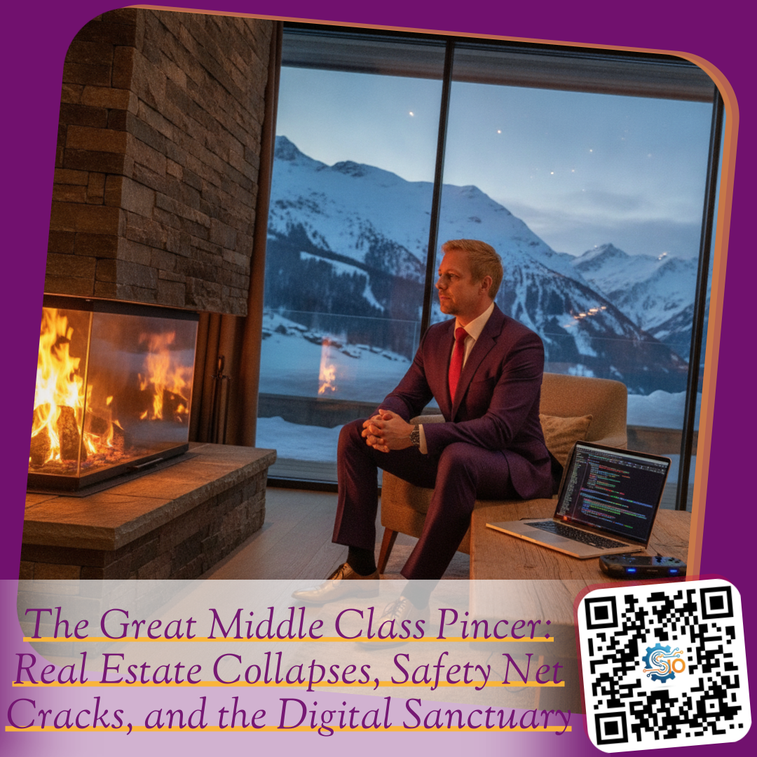 The Great Middle Class Pincer: Real Estate Collapses, Safety Net Cracks, and the Digital Sanctuary